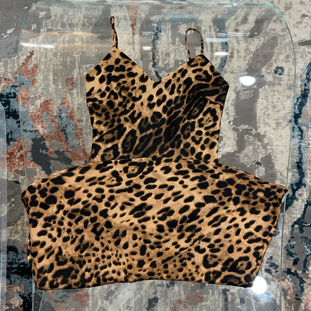 Leopard Print Midi Satin Dress